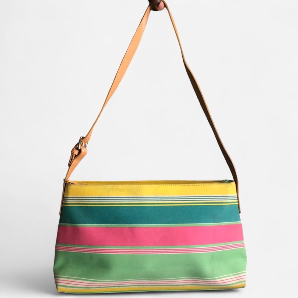 Y2K 2000s Rainbow Colorful Striped Shoulder Hand Bag Purse Baddie Preppy Trendy